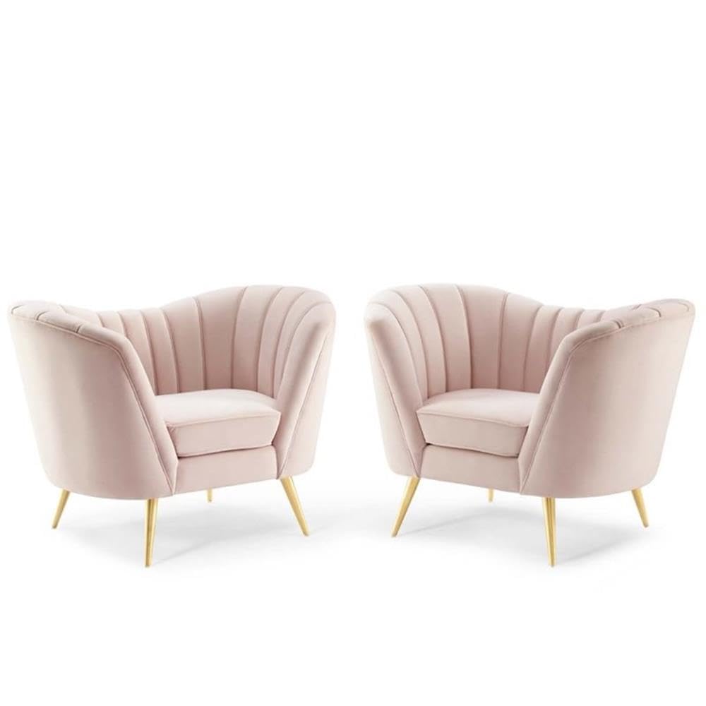Modway Opportunity Performance Velvet Armchair Set Of 2, Pink